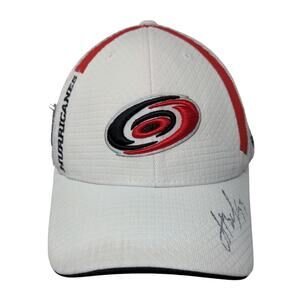 Reebok NHL Center Ice Mesh Back Fitted Hat Miami Hurricanes White L/XL Autograph